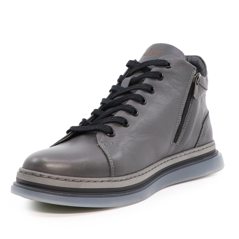 TheZeus men ankle boots in gray leather 2104BG65211GR