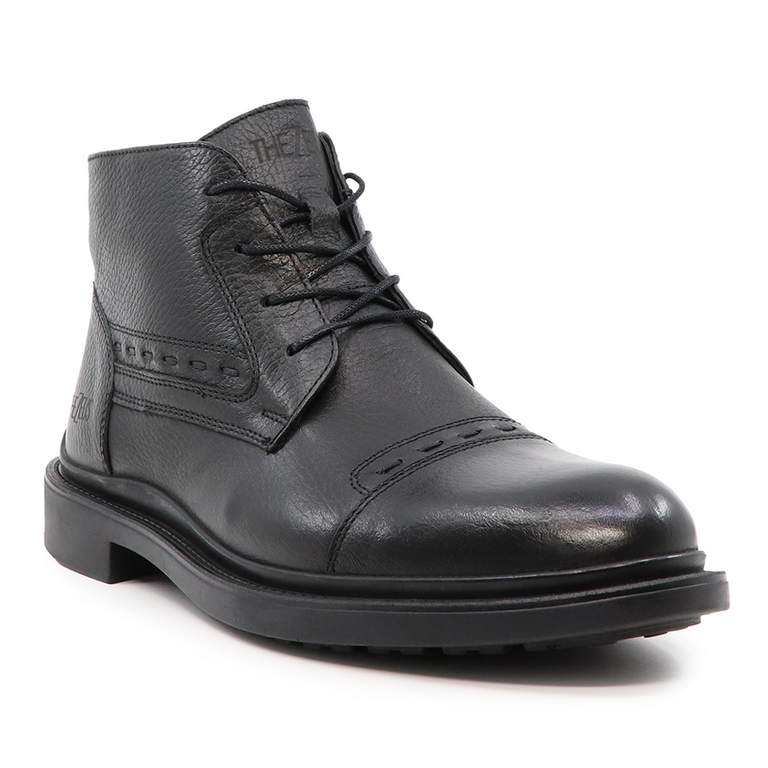 TheZeus men ankle boots in black leather 2104BG19702N