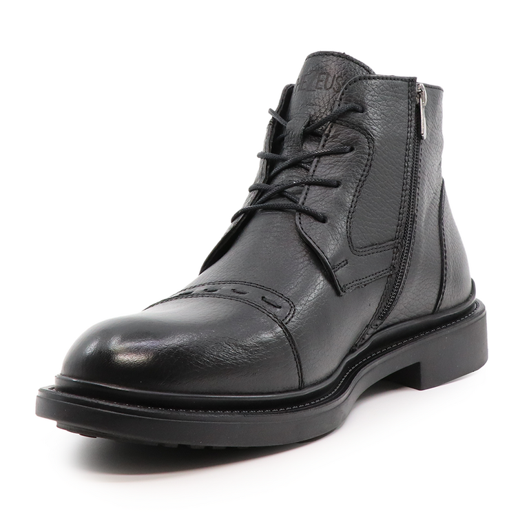 TheZeus men ankle boots in black leather 2104BG19702N