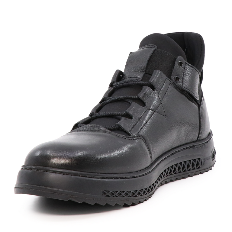 TheZeus men ankle boots in black leather 2104BG99503N   