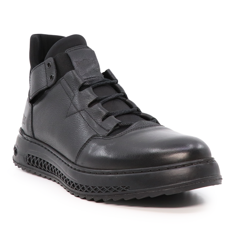 TheZeus men ankle boots in black leather 2104BG99503N   