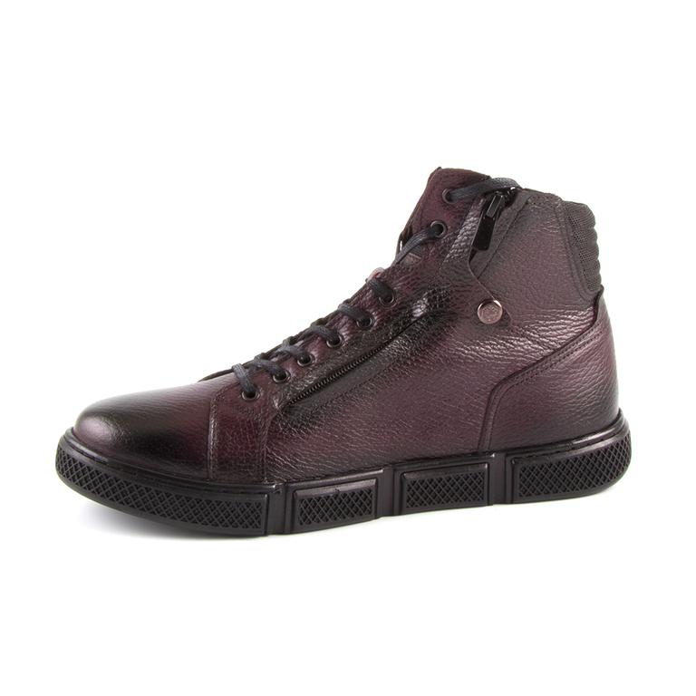 TheZeus men's boots in burgundy leather with decorative staple 2090BG95632BO