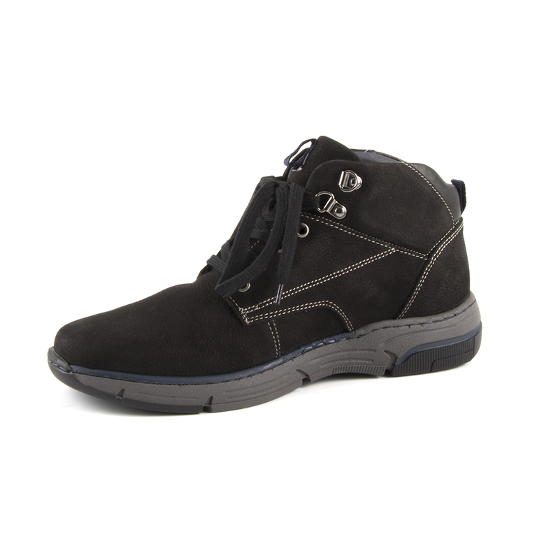 Thezeus men's boots in black leather 610BG430054N
