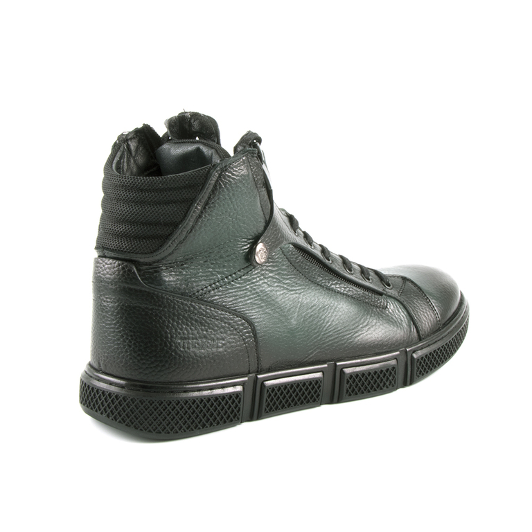 TheZeus men's boots in  green leather with decorative staple 2090BG95632V