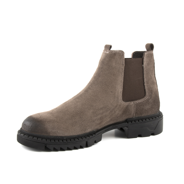 Thezeus men's chelsea boots in taupe suede leather 2120BG300001VTA