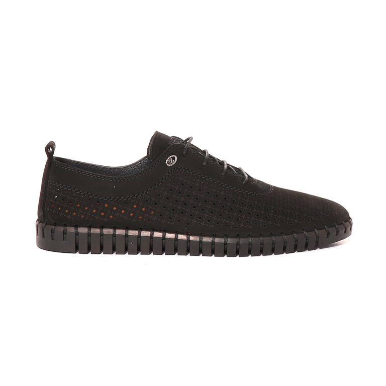 TheZeus perforated men shoes in black leather 3281BPF2020N
