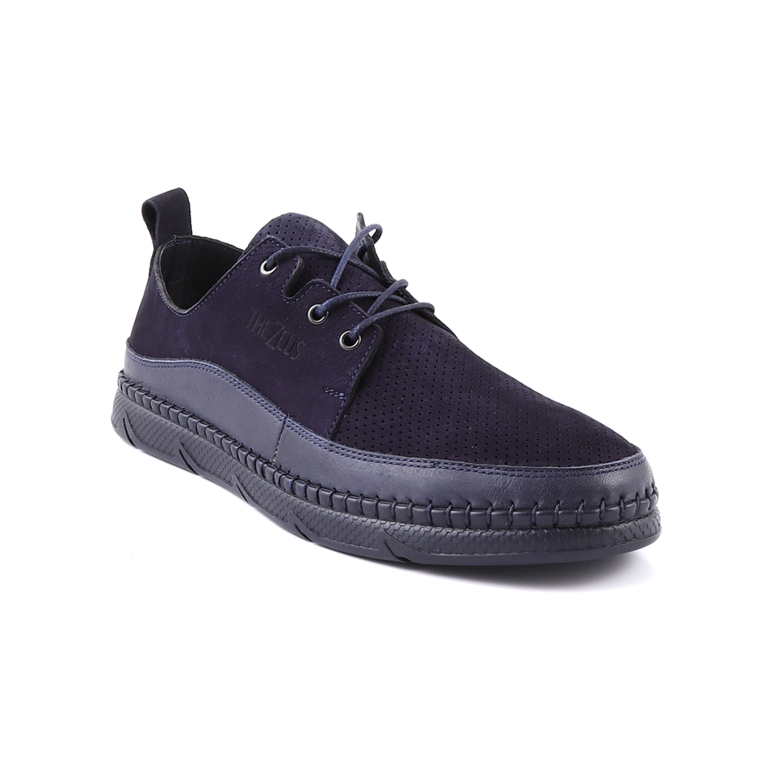 TheZeus men derby shoes in navy leather 3281BP2201BL