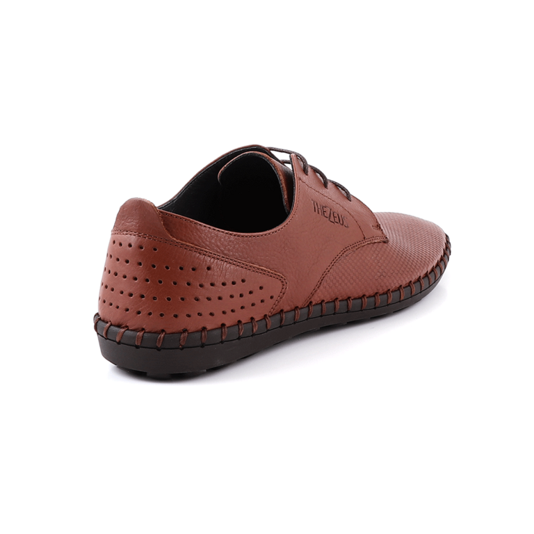 TheZeus men shoes in  brown lasered leather 3281BP2530M