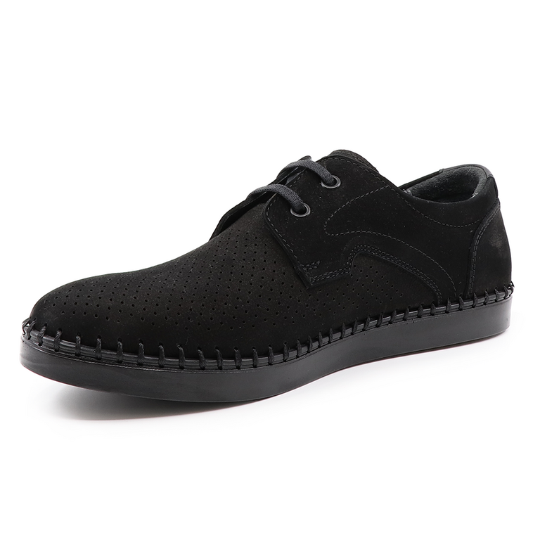 TheZeus men shoes in black perforated leather 2103BP28757N