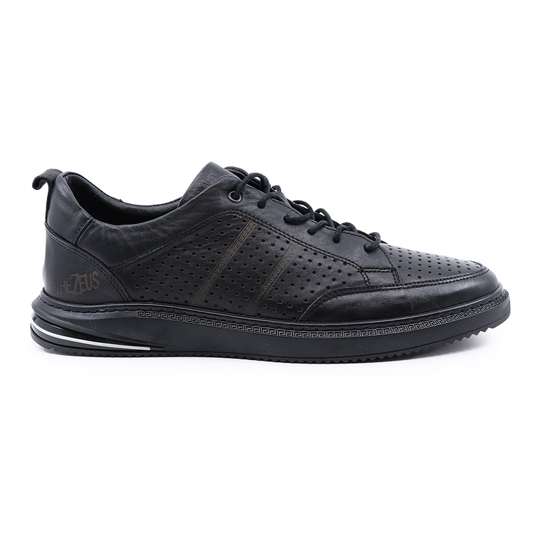 TheZeus men shoes in black perforated leather 2103BP55631N 