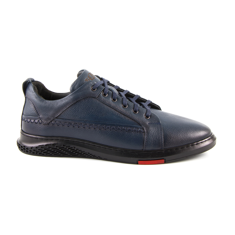 Thezeus men's shoes with sewn navy leather model 2100BP76008BL