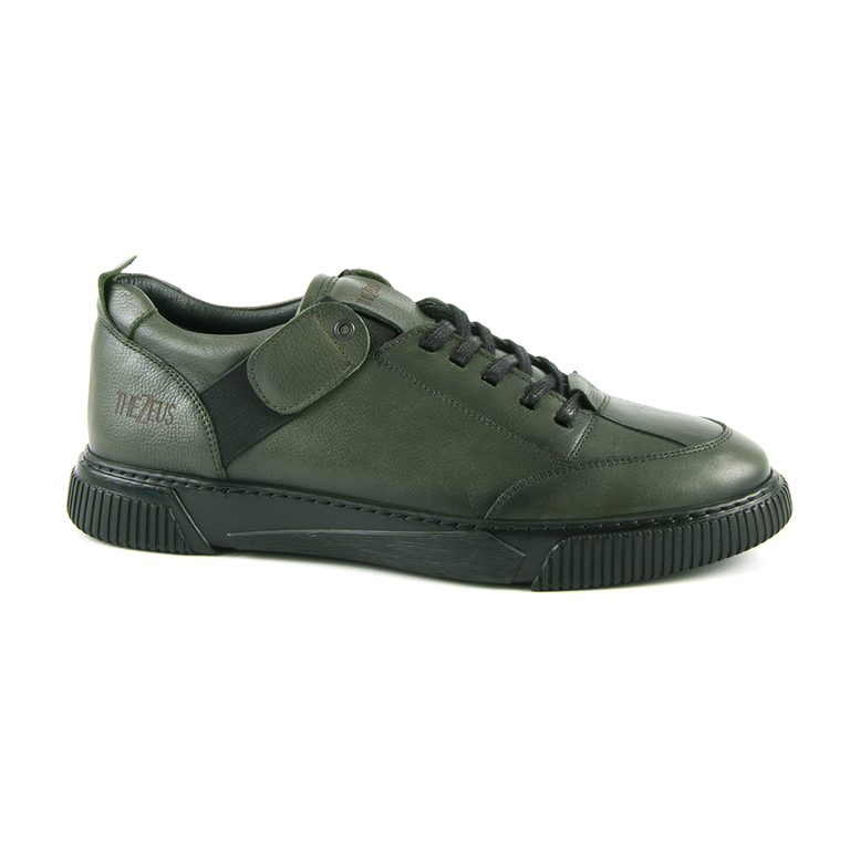 Thezeus men's shoes in green leather with elastic 2100BP78903V