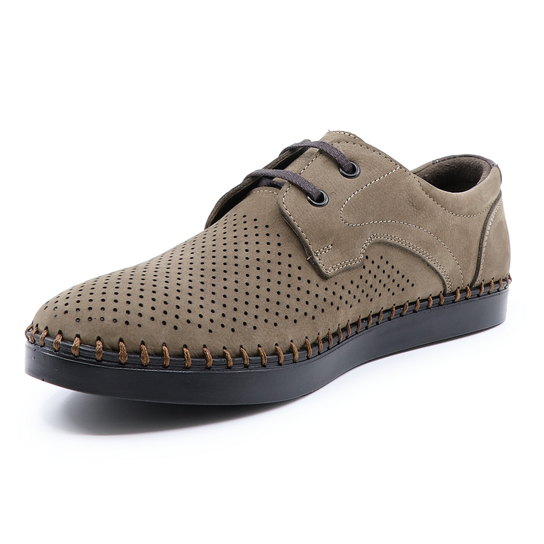 TheZeus men shoes in taupe perforated leather 2103BP28757TA 