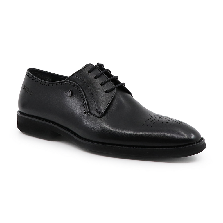 Pantofi derby bărbați TheZeus negri din piele 2105bp26054n