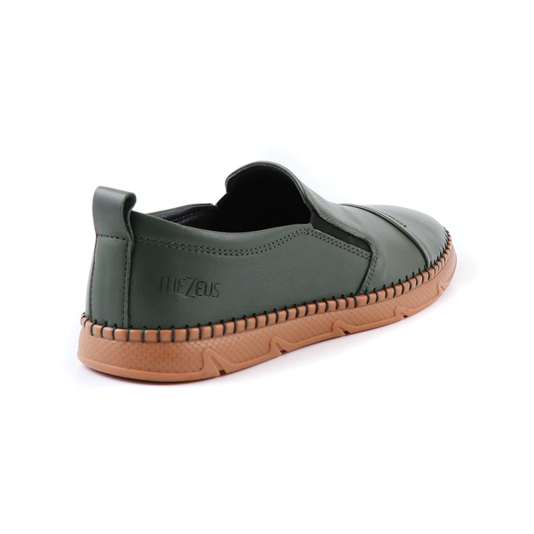 TheZeus men slip-on shoes in green leather 3281BP2120V