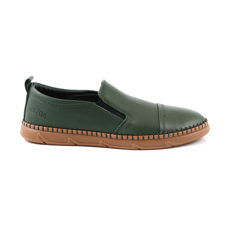 TheZeus men slip-on shoes in green leather 3281BP2120V