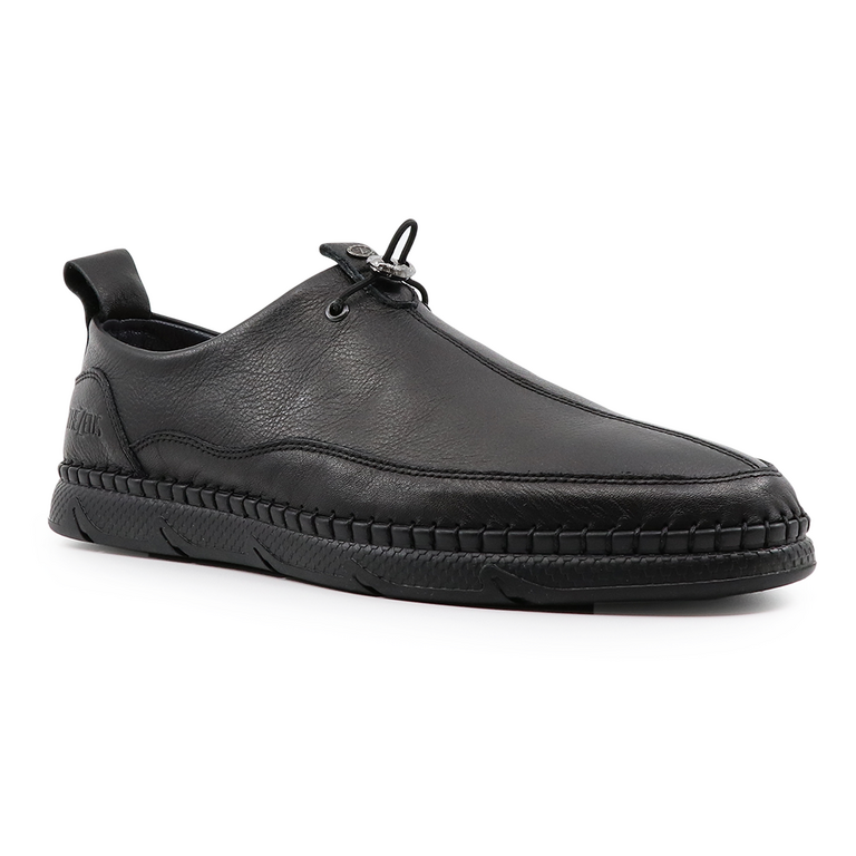 Pantofi slip-on casual bărbați TheZeus negri din piele 3283BP2027N