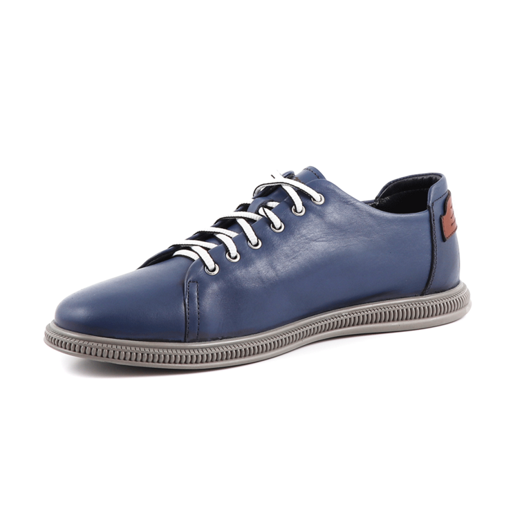 TheZeus Men's navy blue leather sneakers  2101BP03926BL
