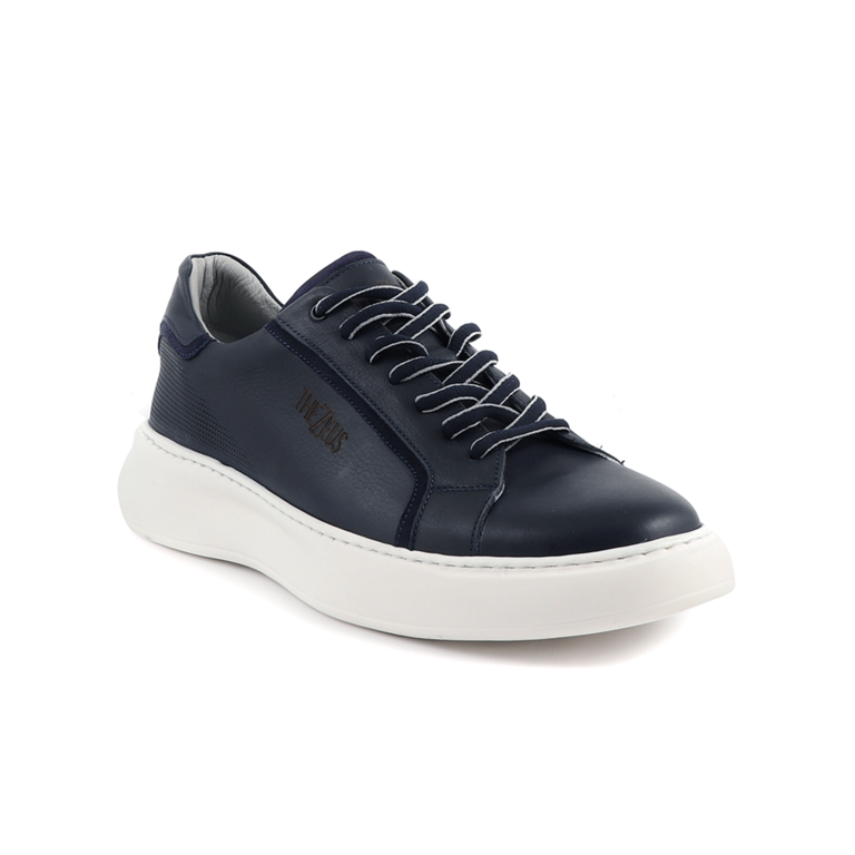 TheZeus Men's navy blue leather sneakers 2101BP25503BL