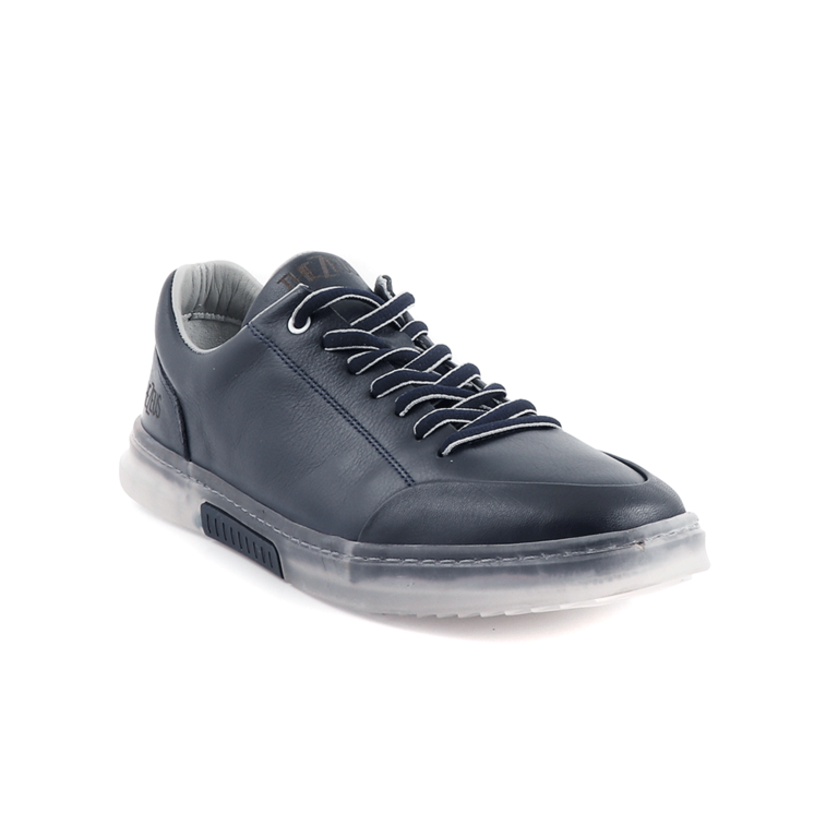 Pantofi sport bărbați TheZeus bleumarin din piele cu talpă semi-transparentă 2101BP22601BL