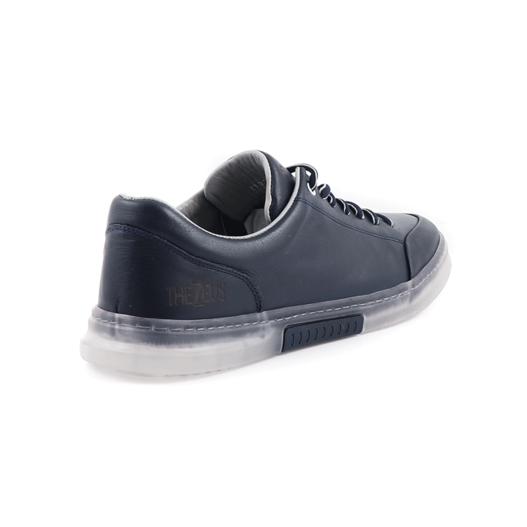 Pantofi sport bărbați TheZeus bleumarin din piele cu talpă semi-transparentă 2101BP22601BL