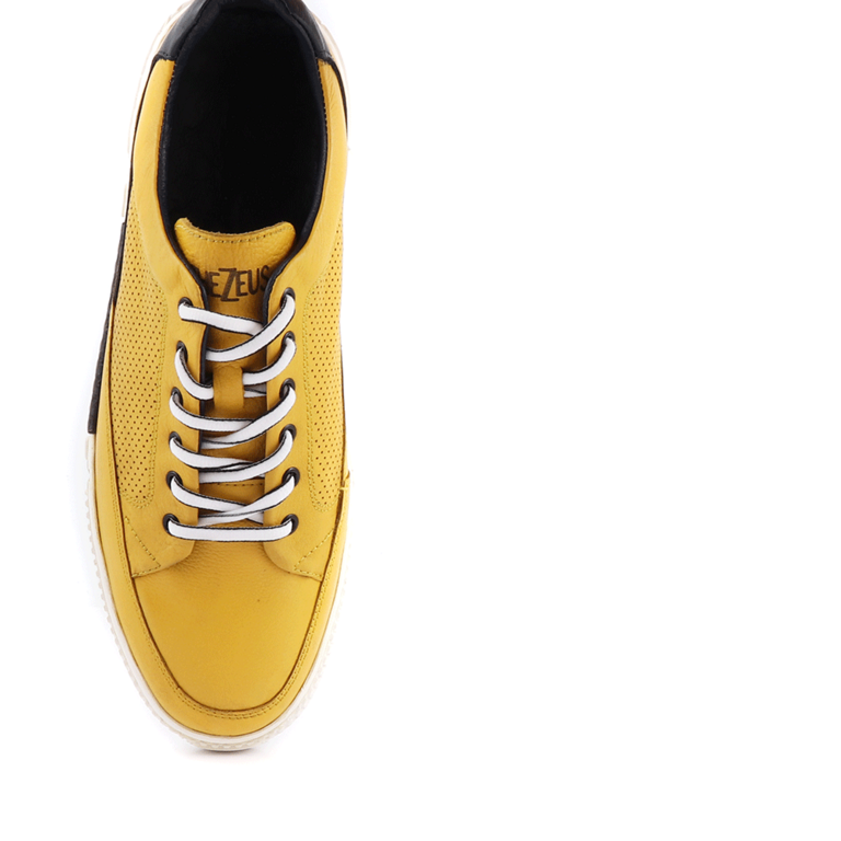 TheZeus Men's yellow leather sneakers 2101BP72805G