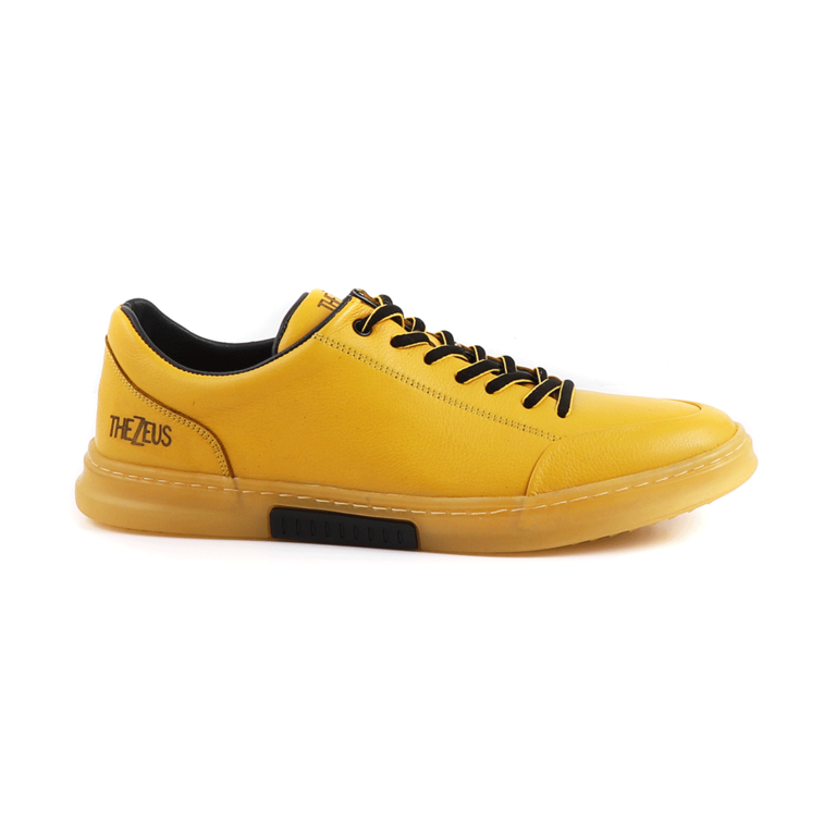 TheZeus Men's yellow leather transparent outsole sneakers  2101BP22601G
