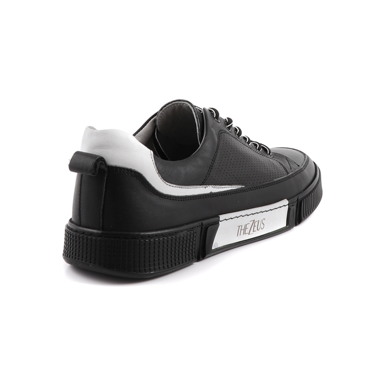 TheZeus Men's black leather sneakers 2101BP72805N
