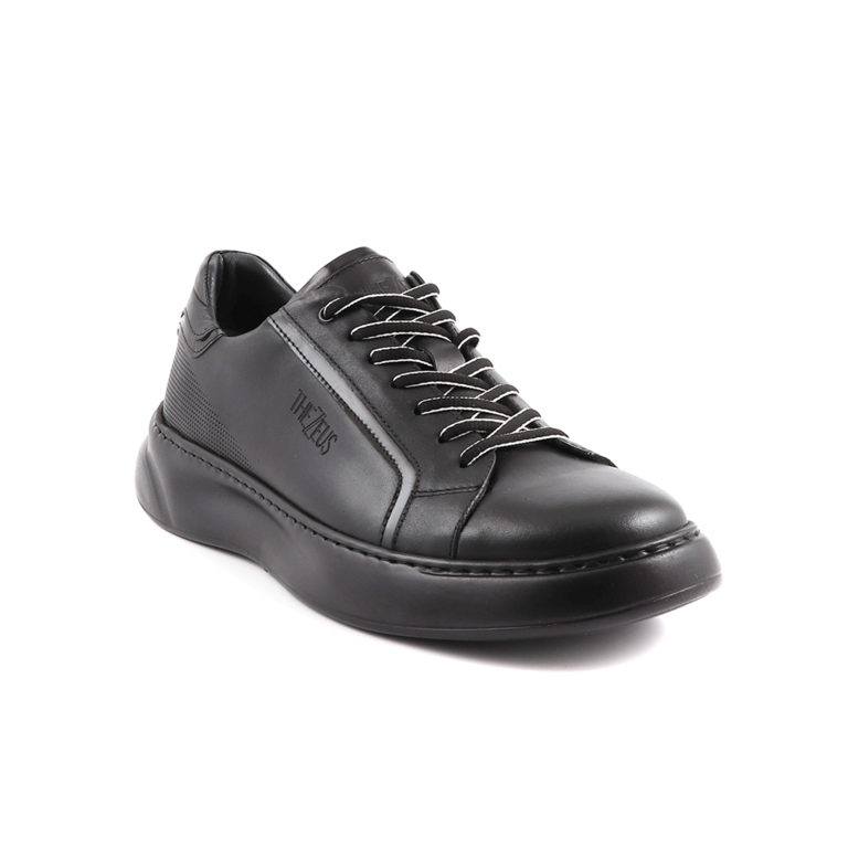 TheZeus Men's black leather sneakers 2101BP25503N