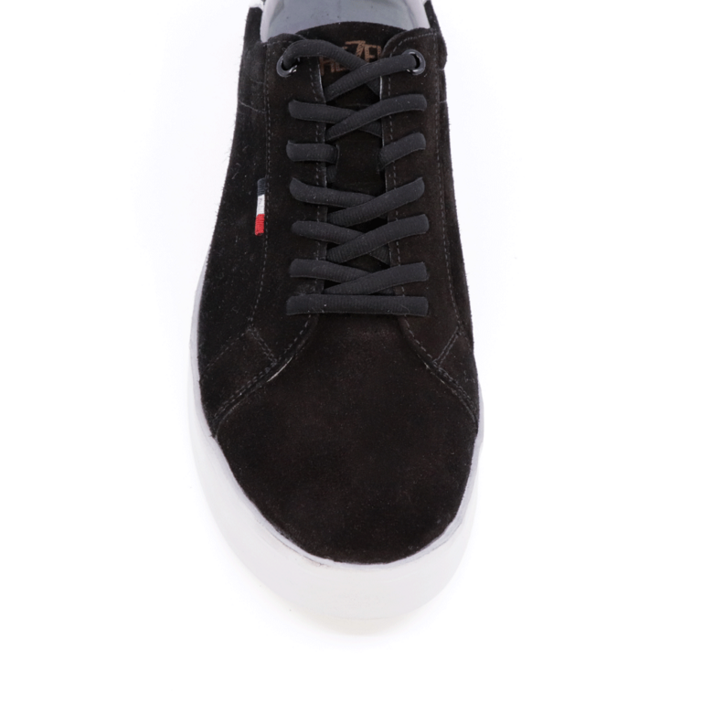 TheZeus men sneakers in black genuine suede leather 2105BP33800VN