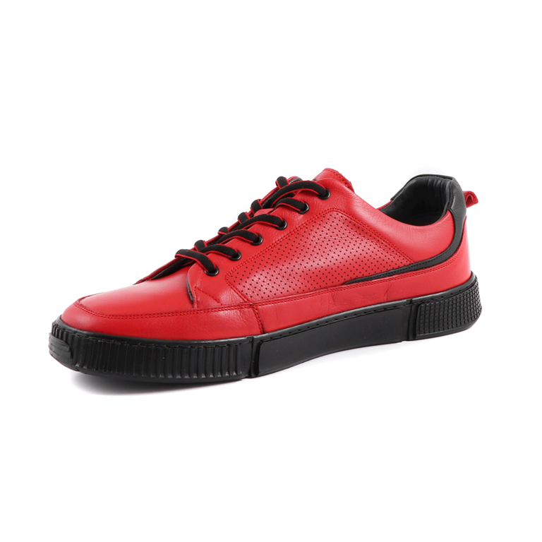 Pantofi sport bărbați TheZeus roșii din piele cu detalii negre 2101BP72805R