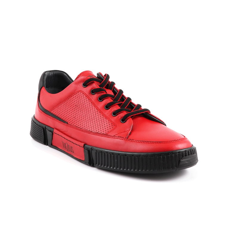 Pantofi sport bărbați TheZeus roșii din piele cu detalii negre 2101BP72805R
