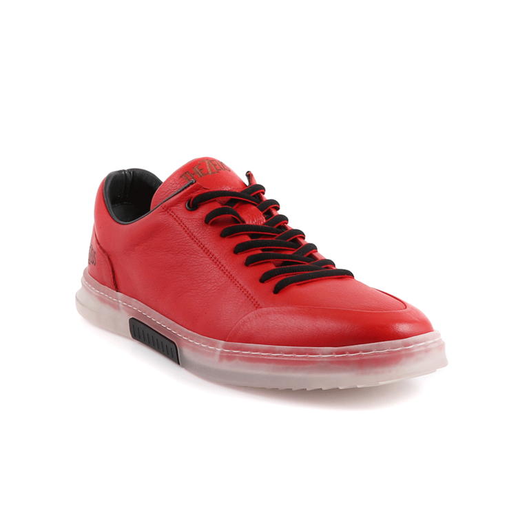 TheZeus Men's red leather transparent outsole sneakers  2101BP22601R