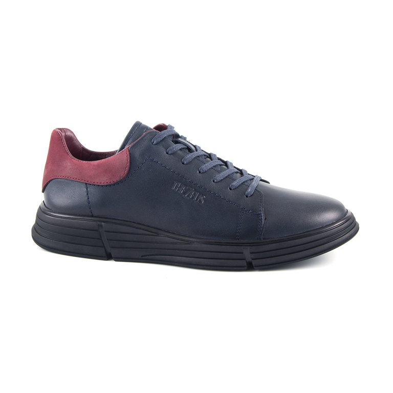 Thezeus men's sports shoes in navy leather 2120BP140007BL