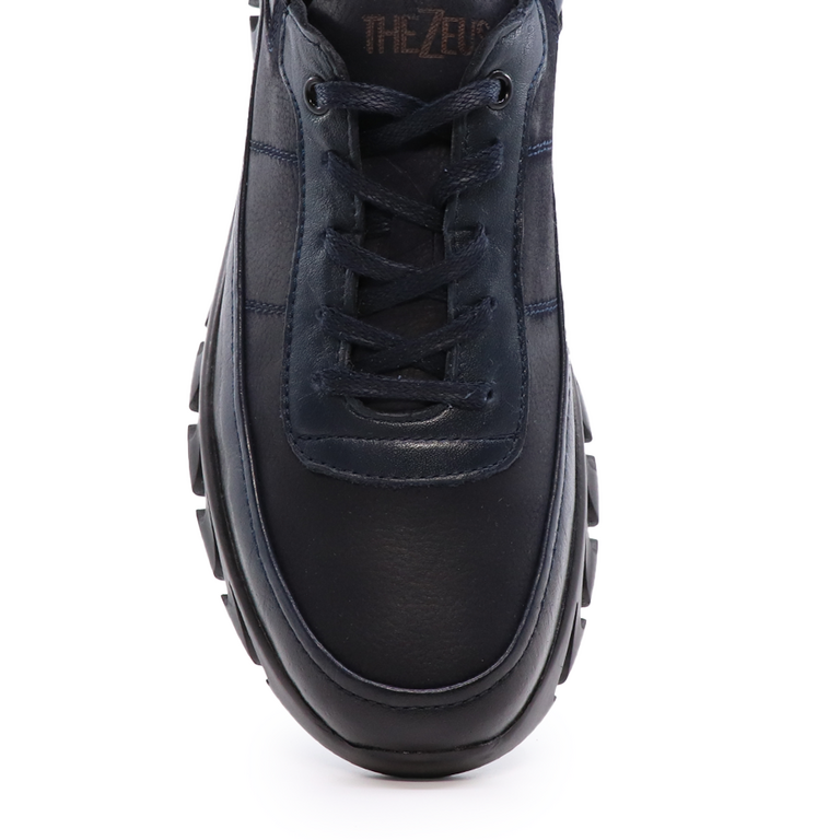 TheZeus men sneakers in navy nubuck leather 2104BP66174BL