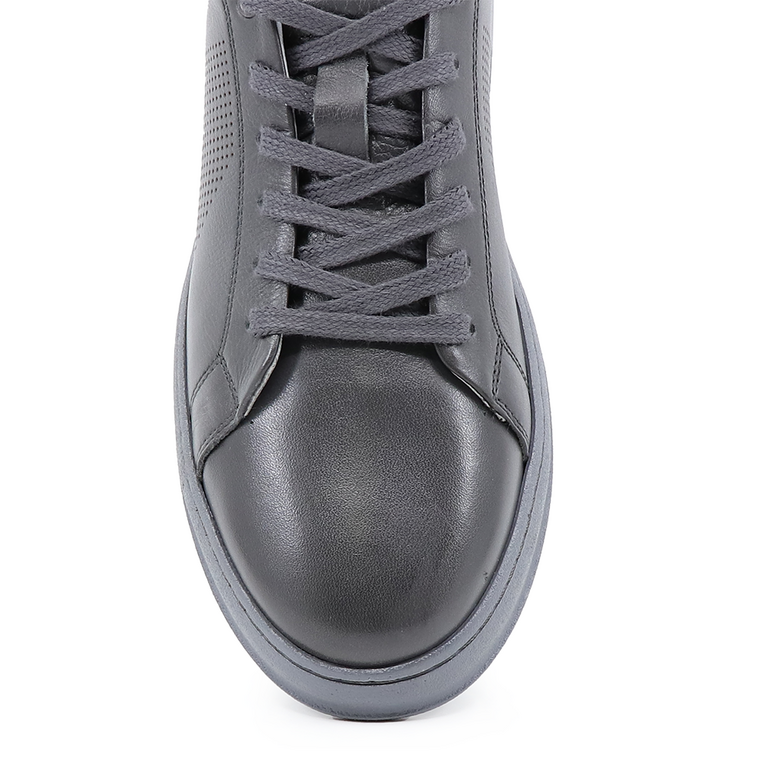 TheZeus men sneakers in gray leather 2103BP17642GR