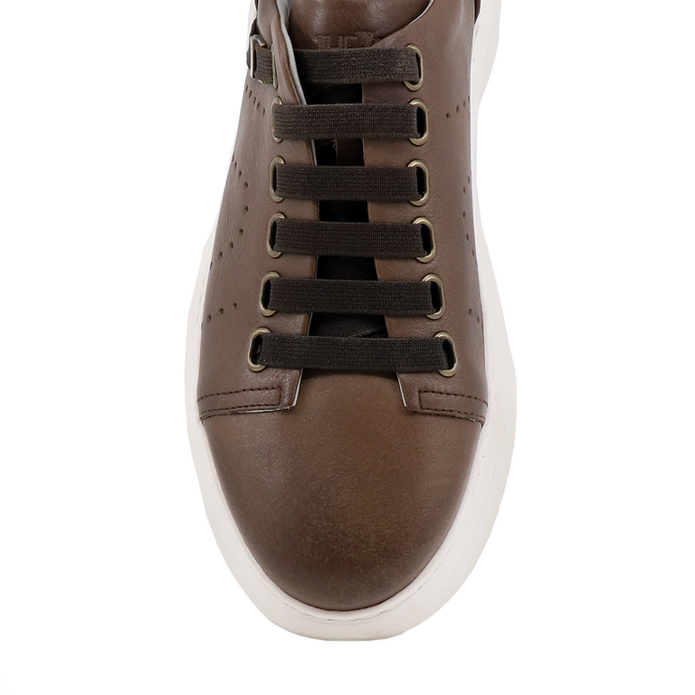 TheZeus men sneakers in brown leather 2103BP51805M