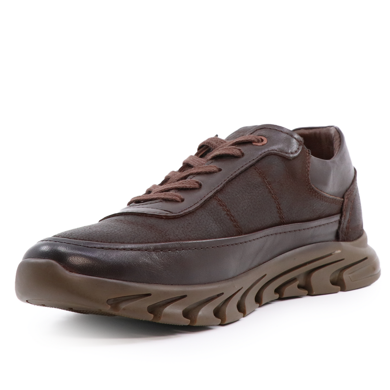 TheZeus men sneakers in brown nubuck leather 2104BP66174M