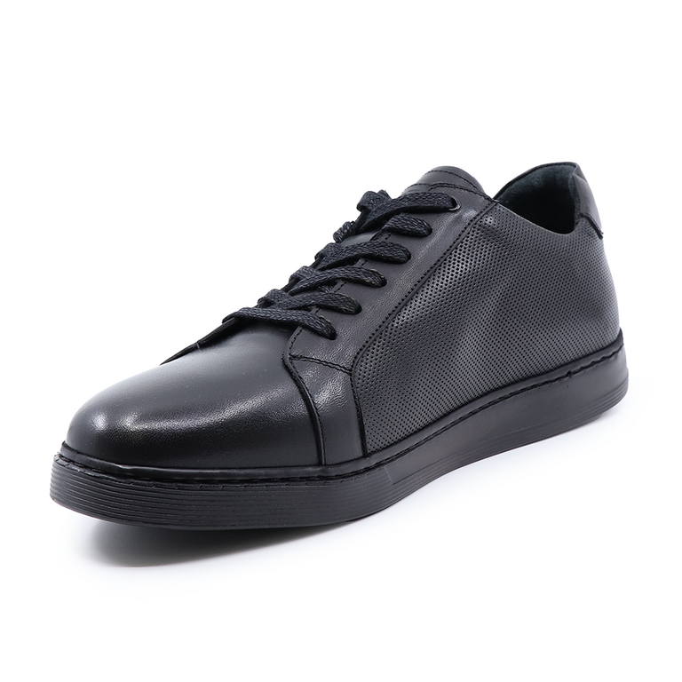 TheZeus men sneakers in black leather 2103BP52001N