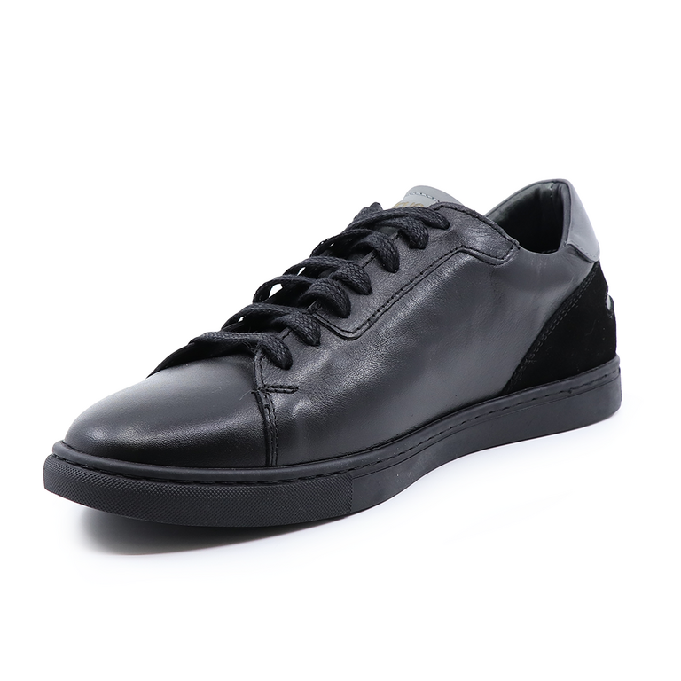 TheZeus men sneakers in black leather 2103BP52203N
