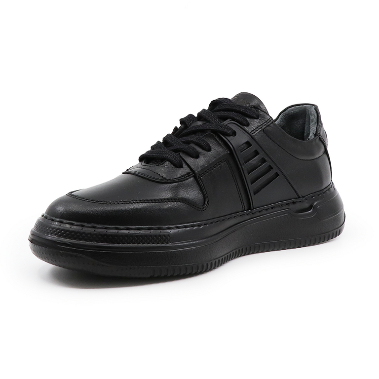 TheZeus men sneakers in black leather 2103BP13103N