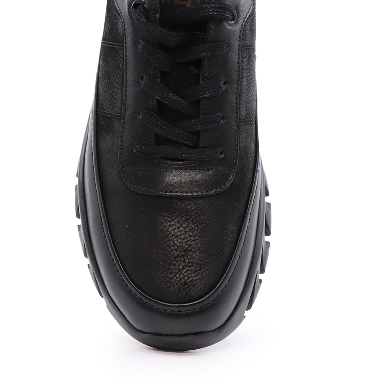 TheZeus men sneakers in black nubuck leather 2104BP66174N