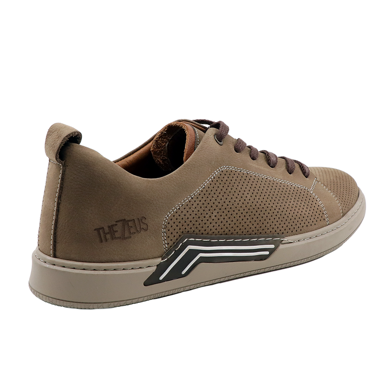 TheZeus men sneakers in taupe leather 2103BP41402TA 