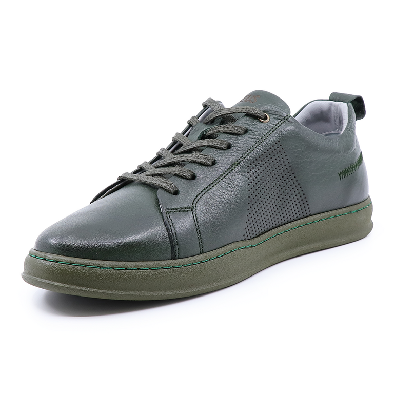 TheZeus men sneakers in green leather 2103BP17642V