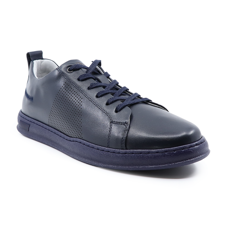 TheZeus men sneakers in navy leather 2103BP17642BL