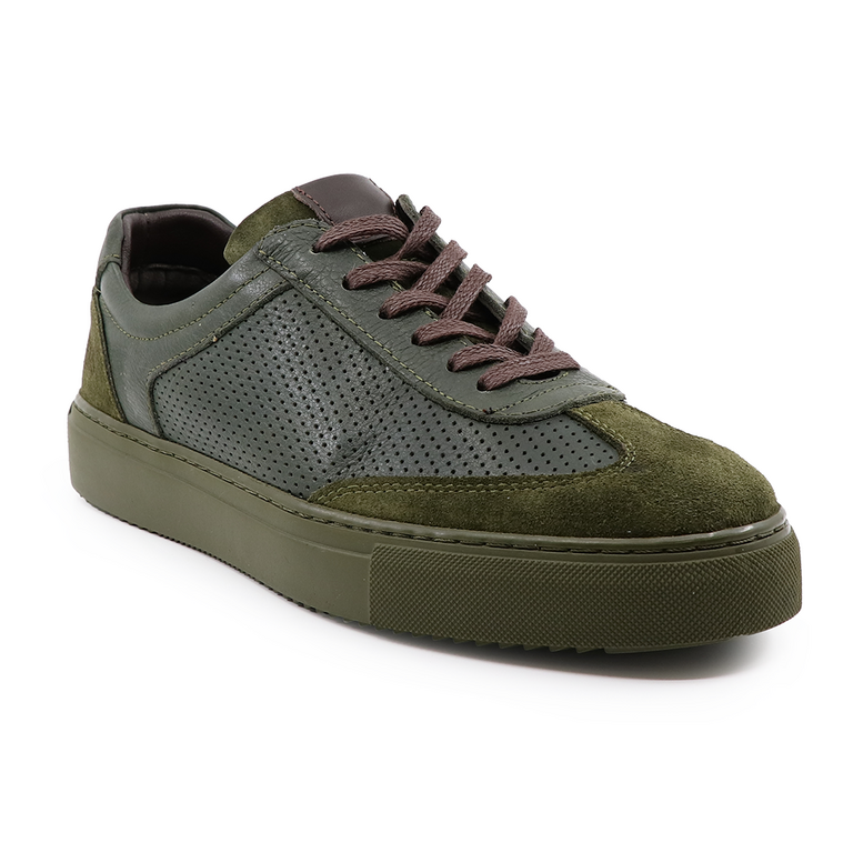 TheZeus men sneakers in green leather 2103BP66735V