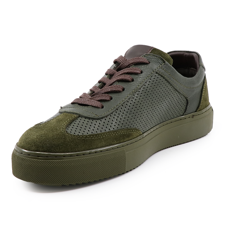 TheZeus men sneakers in green leather 2103BP66735V
