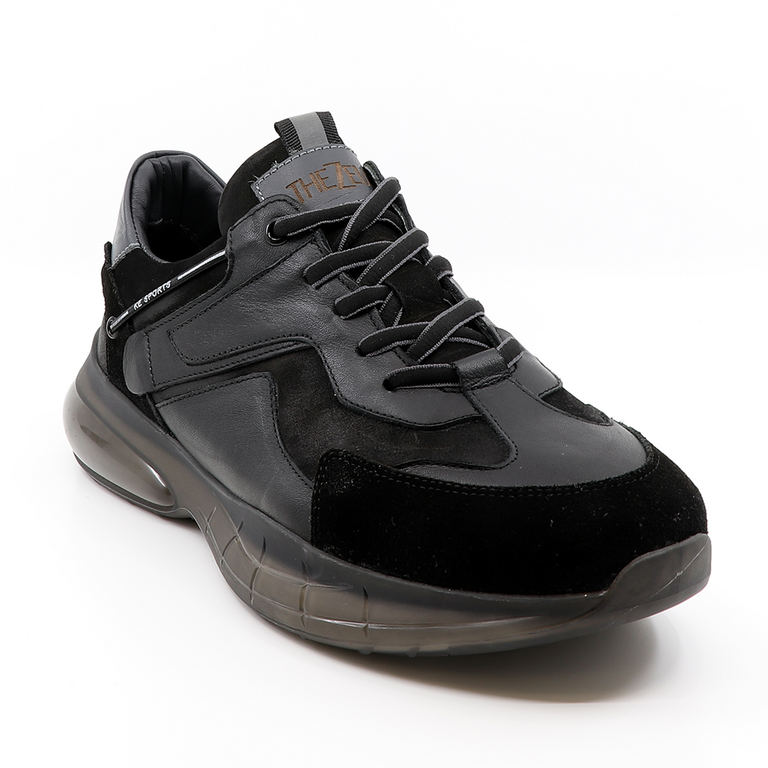 TheZeus men sneakers in black leather 2102BP58802N
