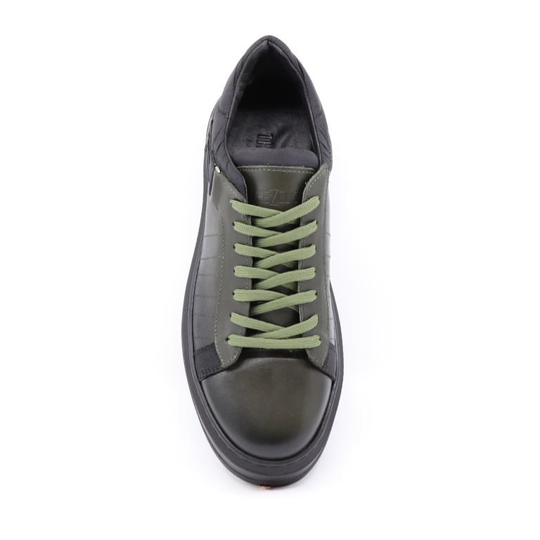 TheZeus men sneakers in green leather 3282BP2219V
