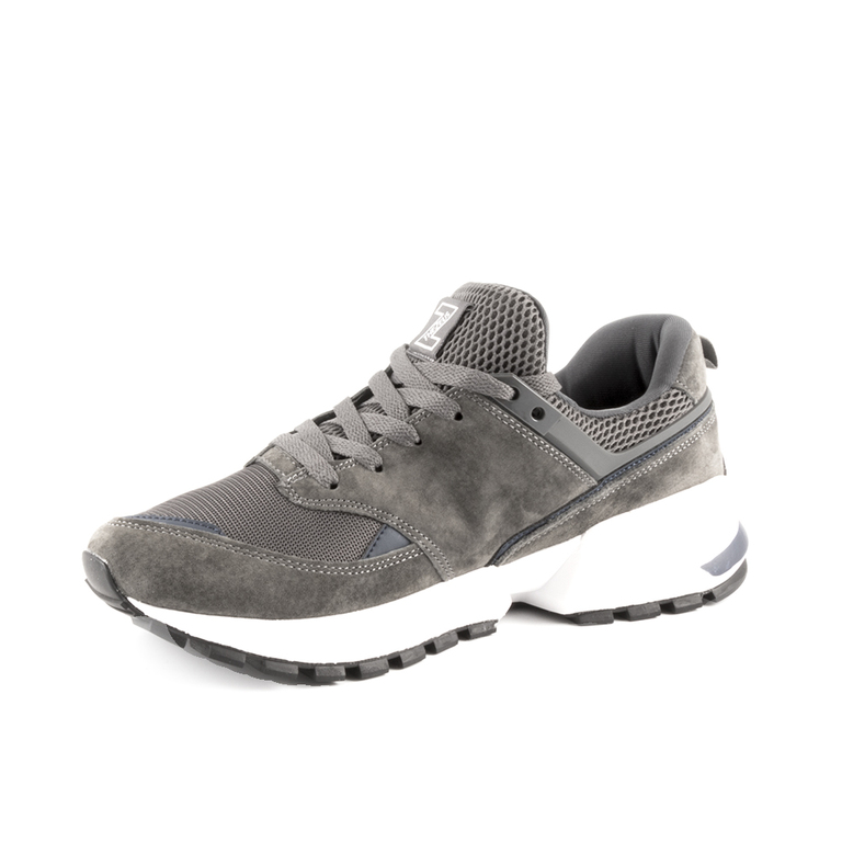Thezeus men's sports shoes in gray suede leather 3730BPS2266VGR